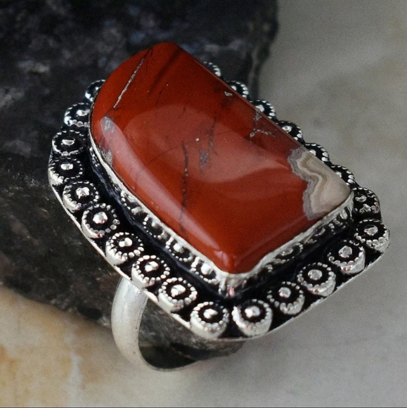 New Healing Red Jasper 925 Silver Ring. - Picture 9 of 9